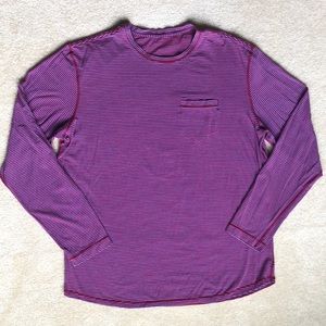Lululemon atheltica Men’s XL Red/Blue Stripe Long Sleeve Shirt